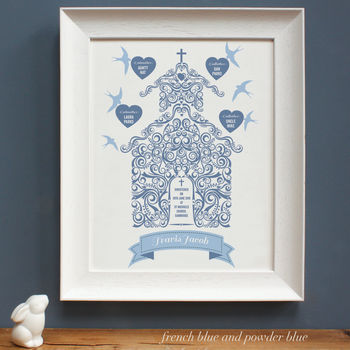 Personalised Christening With Godparents Framed Print, 3 of 6