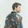 Men's Batik Kimono Robe In Royal Blue, thumbnail 4 of 6