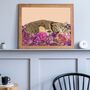 Pet Portrait With Flowers Custom Personalised Cat Dog, thumbnail 4 of 5