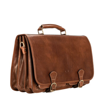 Personalised Men's Leather Briefcase Satchel 'Jesolo3', 5 of 11