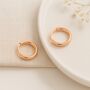 Mini 18ct Rose Gold Plated Silver Huggie Hoop Sleeper Earrings – 10mm, thumbnail 1 of 5