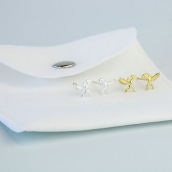 Sterling Silver Cupid Stud Earrings, 3 of 4