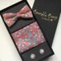 Red Liberty Bow Tie , Pocket Square Cuff Link Gift Set, thumbnail 2 of 12