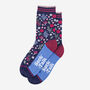 Christmas Floral Holly Mistletoe Bamboo Ankle Socks Women's Navy, thumbnail 2 of 4