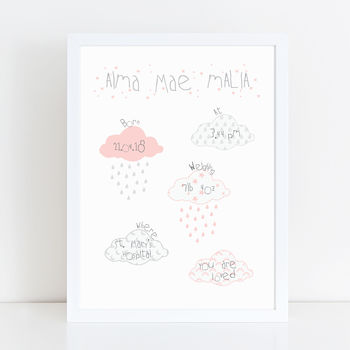 New Baby Girl And Baby Boy Cloud A4 Print, 2 of 2