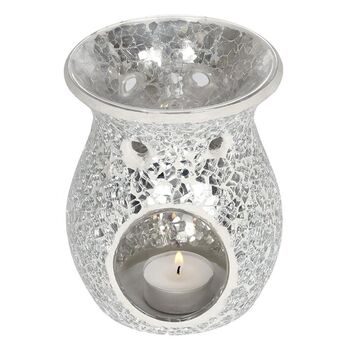 Large Silver Crackle Oil Burner And Wax Warmer, 3 of 3