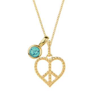 Peace Heart Sterling Silver / Gold Plated Birthstone Necklace, 6 of 12