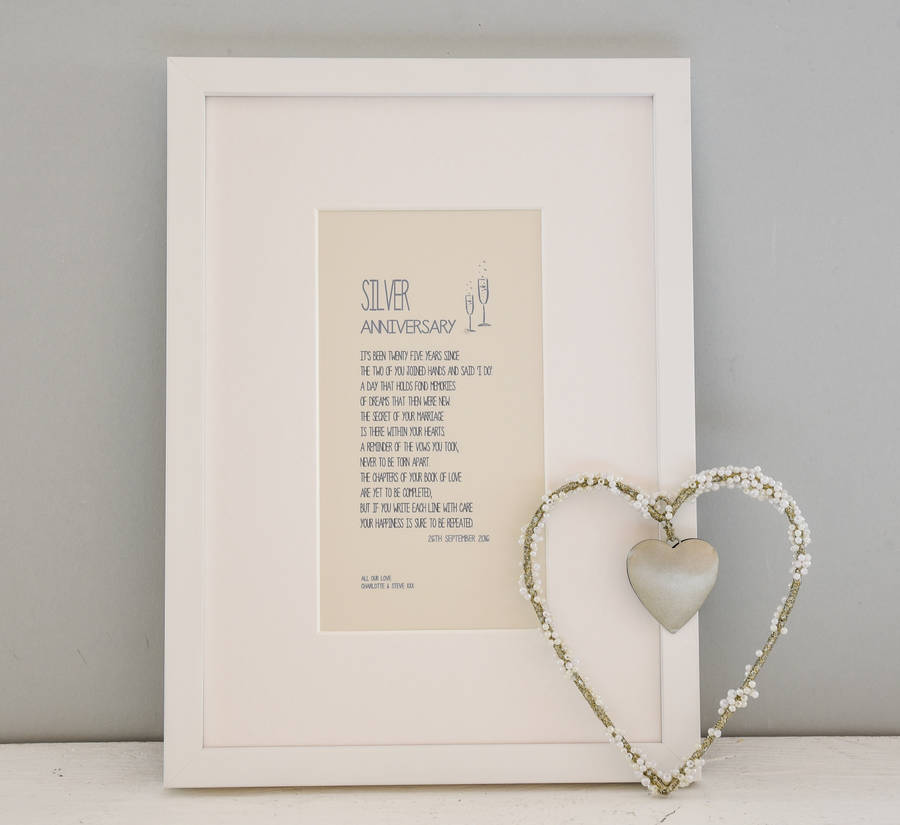 Personalised Silver Wedding Anniversary Poem A4 Print By Dotty Dora ...