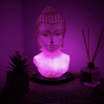 Glowing Buddha Head Lamp With Stand, 5 of 9