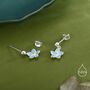 Sterling Silver Dainty Forget Me Not Enamel Drop Stud Earrings, thumbnail 3 of 12