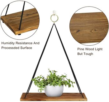 Floating Hanging Wood Shelves Set Of Two, 4 of 4