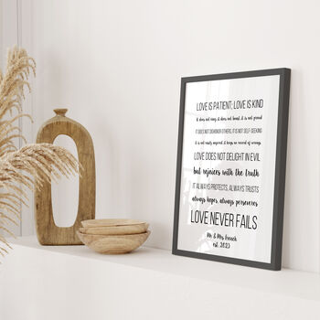 Personalised Corinthians Print Wedding Gift For Couple, 3 of 10