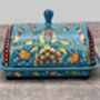 Handpainted Blue Patterned Butter Dish, thumbnail 4 of 5