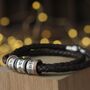 Men's Leather And Silver Story Bracelet, thumbnail 8 of 12