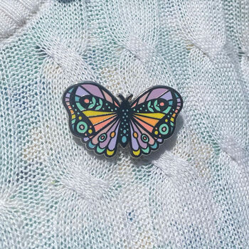 Pastel Rainbow Butterfly Enamel Pin Badge, 2 of 10
