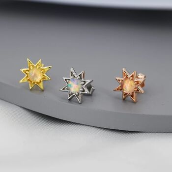 Starburst Opal Stud Earrings In Sterling Silver, 4 of 11
