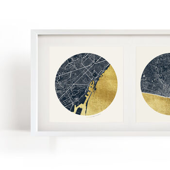 Personalised Circular Triptych Foil Map Prints, 3 of 3
