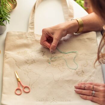 Stitch Your Travels Canvas Tote Bag Diy Kit, 10 of 12