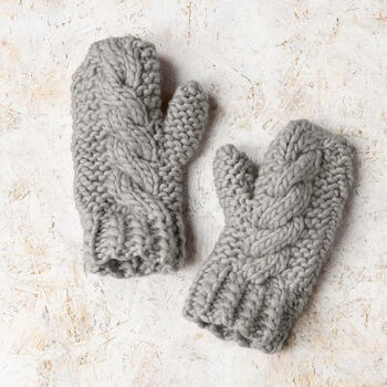 Cable Mittens And Headband Intermediate Knitting Kit, 6 of 7