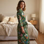 Green Floral Block Print 100% Cotton Dressing Gown, thumbnail 1 of 7