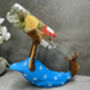 Handcrafted Wooden Drunken Duck Wine Bottle Rack Holder Blue White, thumbnail 4 of 12
