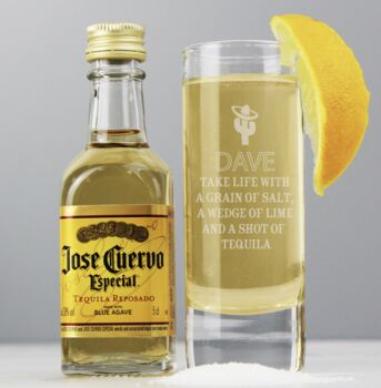 Personalised Tequila Shot Glass And Miniature Tequila, 2 of 3