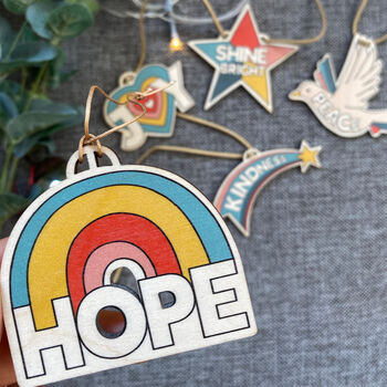 Hope Wooden Christmas Tree Decoration, 3 of 4