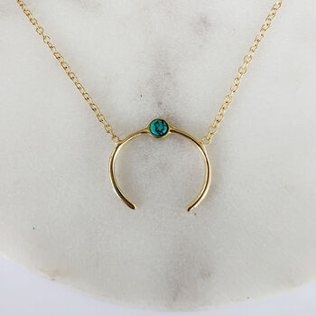 Turquoise Crescent 18ct Gold Vermeil Necklace, 6 of 9