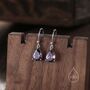 Sterling Silver Dark Amethyst Purple Pear Cut Cz Drop Earrings, thumbnail 1 of 12