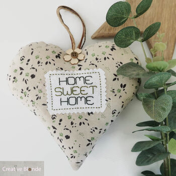 Fabric Hanging Heart Decoration, Home Sweet Home, 6 of 12