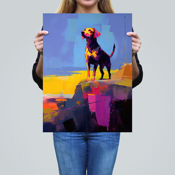 Sunset Strolls Of A Labrador Dog Bright Wall Art Print, 2 of 6