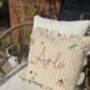 Ditsy Floral Hand Embroidered Cushion Add Your Name, thumbnail 3 of 9