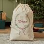 Personalised Wreath Sprig Christmas Canvas Gift Sack, thumbnail 1 of 3