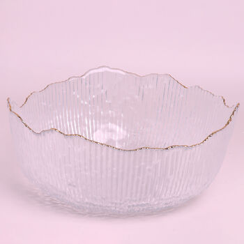 G Decor Calypso Clear Gold Rim Glass Bowls Serving Bowl, 6 of 8