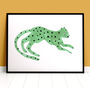 'Big Green Cat' Illustrated Cat Kids Art Print, thumbnail 1 of 2