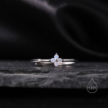 Pink Hydrangea Cz Flower Minimalist Ring, 2 of 10