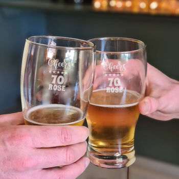 Personalised 70th Birthday Gift Pint Glass, 4 of 12