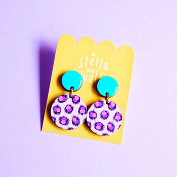 Pink And Purple, Leopard Print Drop Earrings, 4 of 8