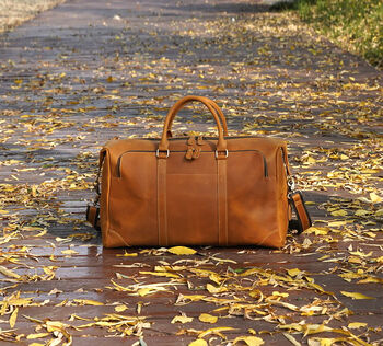 Genuine Leather Duffel With Zip Pocket, 2 of 12