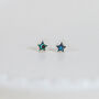 Mini Sterling Silver Blue Star Stud Earrings, thumbnail 2 of 8