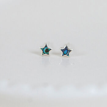 Mini Sterling Silver Blue Star Stud Earrings, 2 of 8