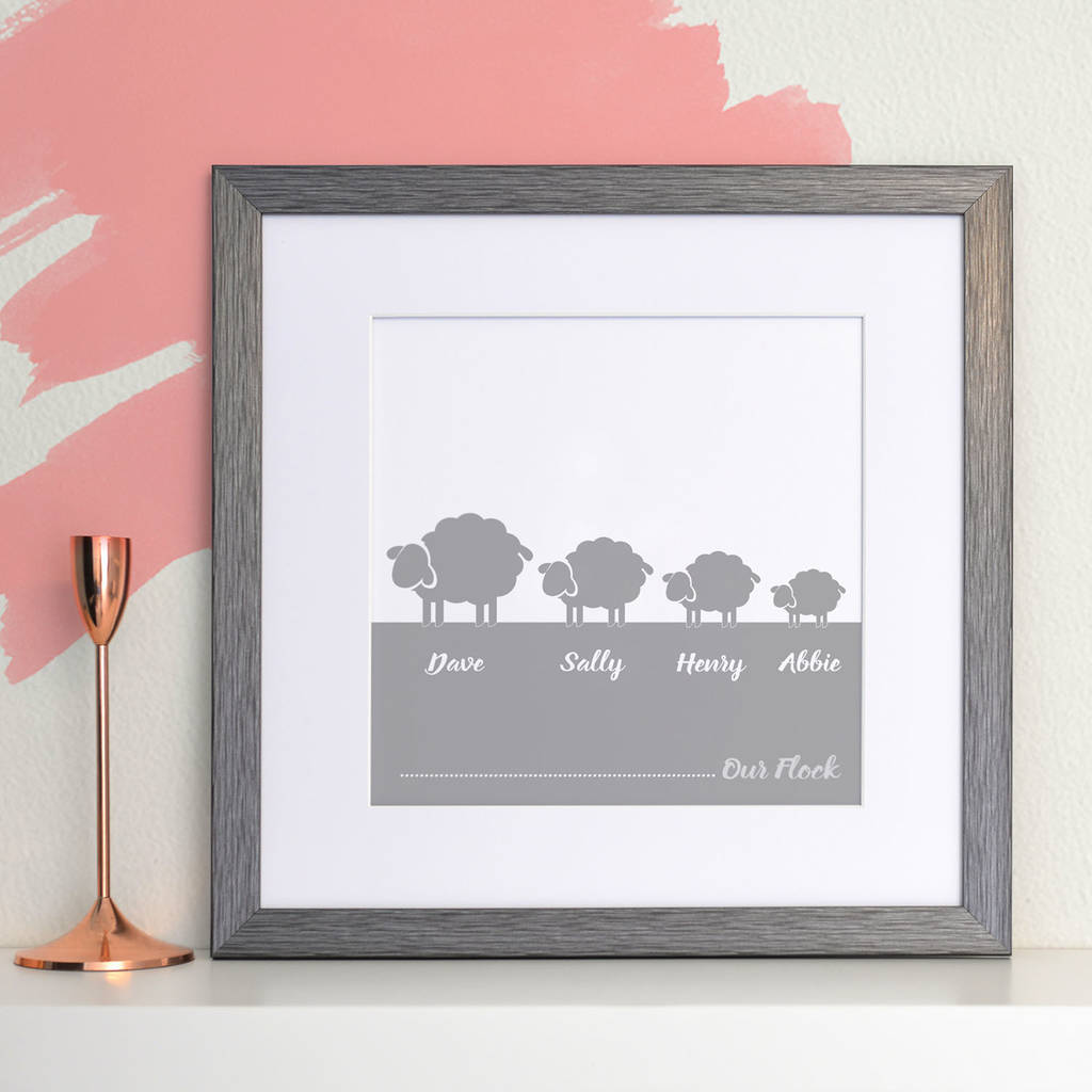 Personalised Flock Of Sheep Family Print, 1 of 8