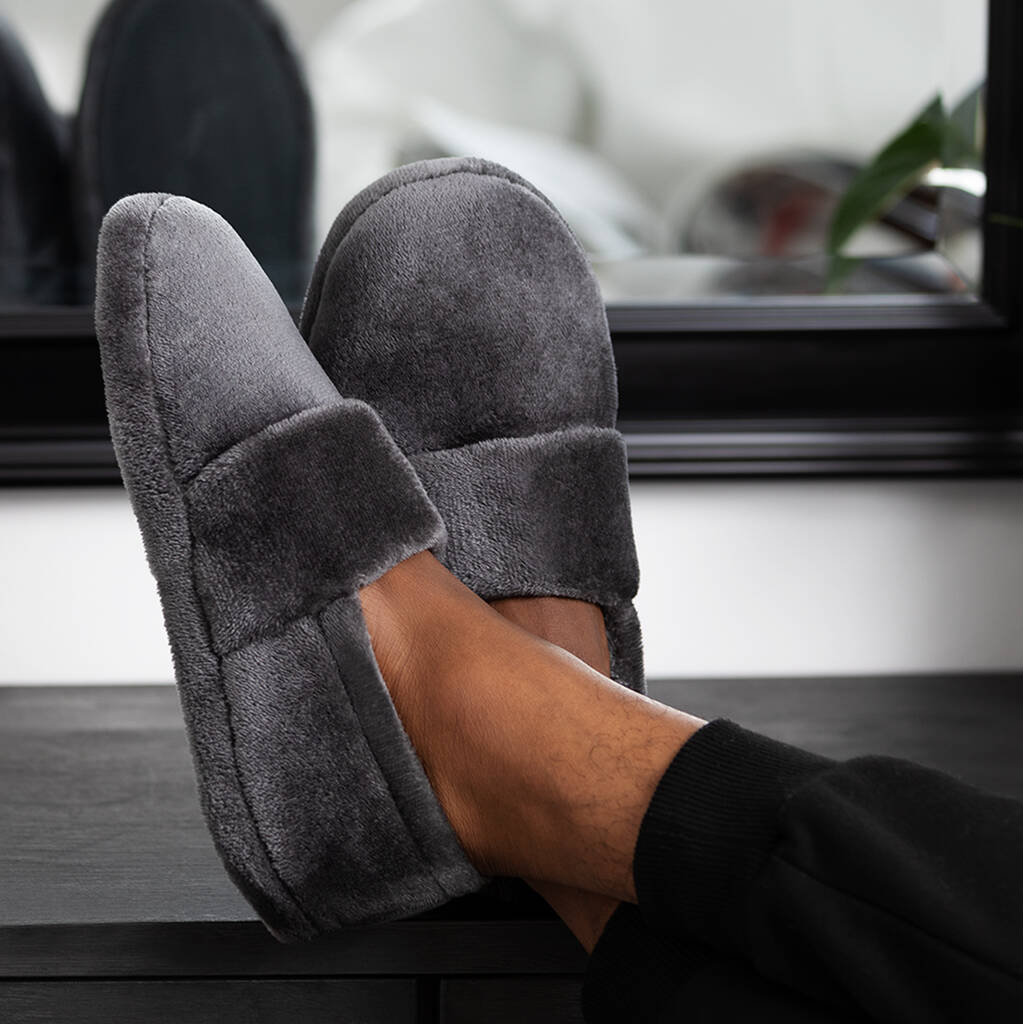 Snug Toes Men's Heated Slippers Grey By SnugToes
