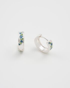 Forget Me Not Mini Hoop Earrings Silver, 2 of 8