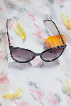 Black Delicate Large Cat Eye Sunglasses, 4 of 5