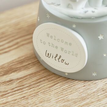 Personalised Welcome To The World Elephant Snow Globe, 2 of 4
