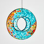 Hand Blown Glass Bird Feeder, Teal Swirl, thumbnail 3 of 4