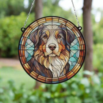 Bernese Mountain Dog Stained Glass Effect Suncatcher, 2 of 3