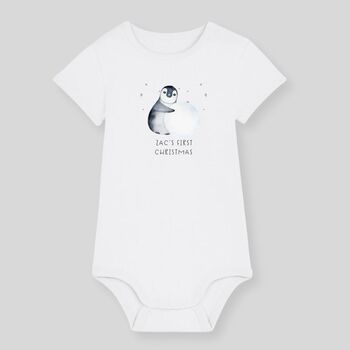 Personalised 1st Christmas Penguin Baby Bodysuit, 2 of 2