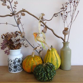 Robin And Snowdrop Wooden Hanging Decoration, 9 of 11